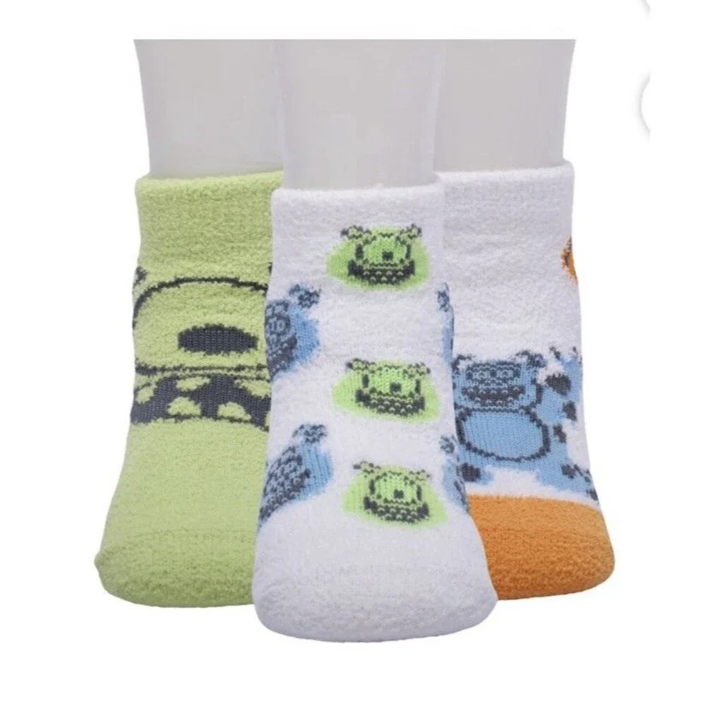 Disney Pixar Monster's Inc Toddlers 3- Pack Cozy Crews Quarter Socks, 12-24M